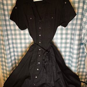 🎀🎀Faded Glory Black Midi Button-up Dress